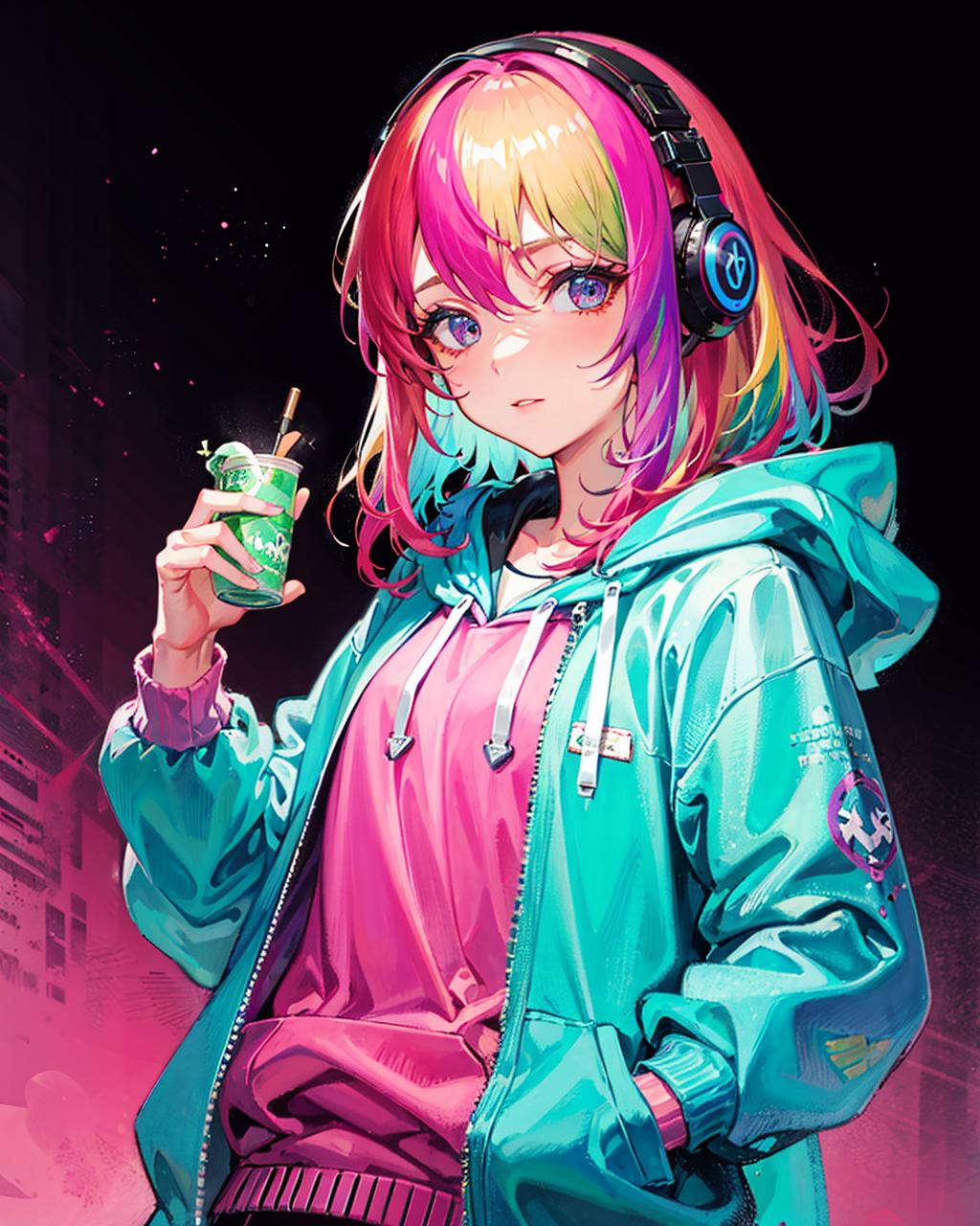 Anime Girl with Rainbow Hair - Profile Pic by Hassyah on DeviantArt